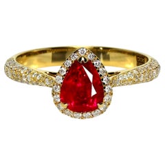 GIA 18K 1.01 Ct Burma Pigeon Blood Red Ruby Engagement Ring