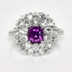 GIA 18K 1.09 Ct Kashmir Unheated Pink Sapphire Art Deco Design Engagement Ring
