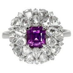 GIA 18K 1.09 Ct Kashmir Unheated Pink Sapphire Art Deco Design Engagement Ring