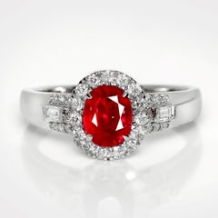 GIA 18K 1.10 Ct Burma Pigeon Blood Red Ruby Engagement Ring