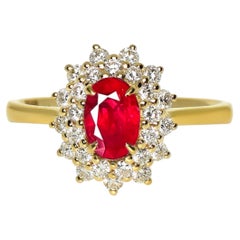 GIA 18K 1.17 Ct Burma Red Ruby&Diamonds Engagement Ring