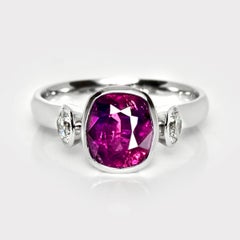 GIA 18K 2.64 Ct Kashmir Unheated Pink Sapphire Art Deco Design Engagement Ring