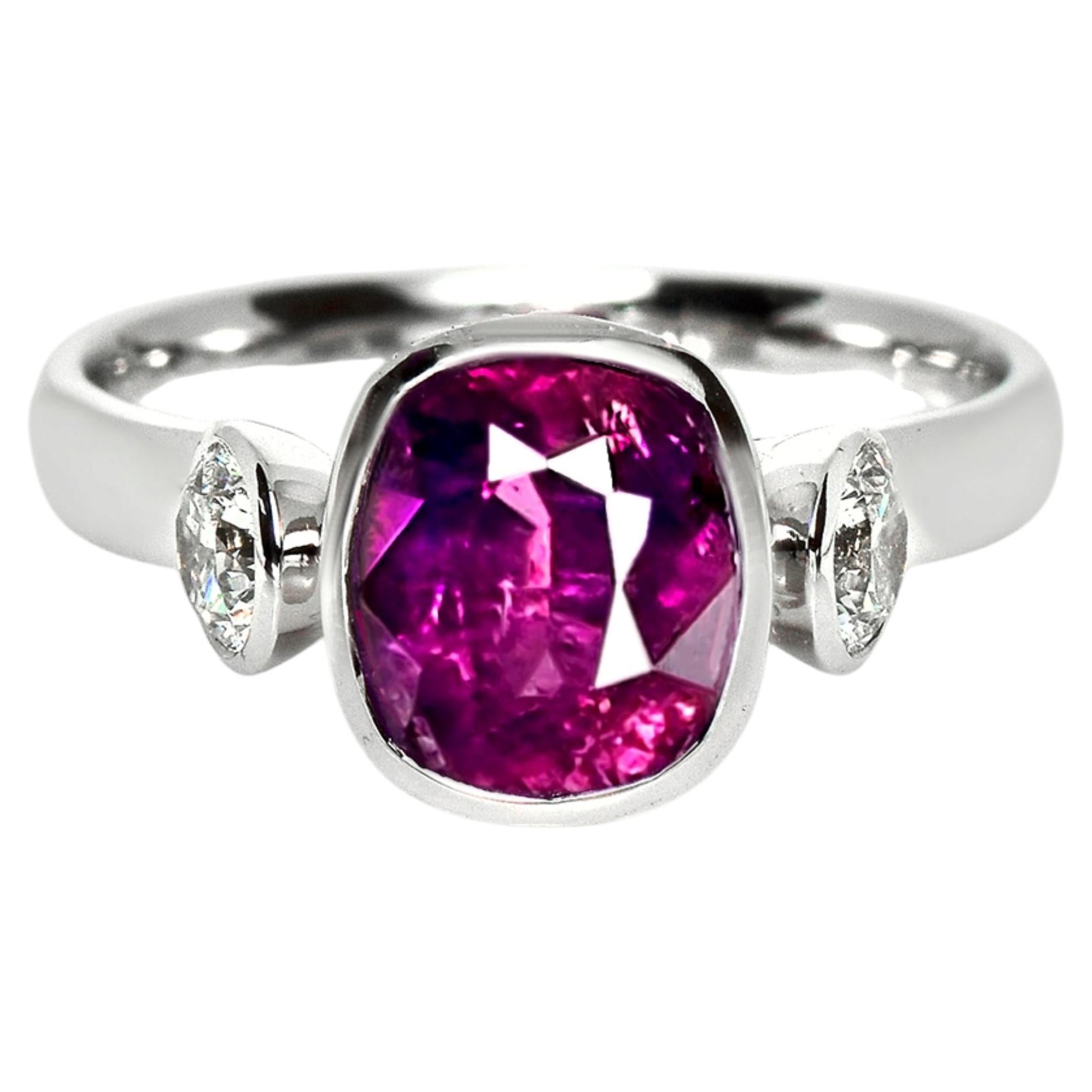 GIA 18K 2,64 Karat, unbehandelter rosa Saphir aus Kaschmir, Verlobungsring im Art-Déco-Design