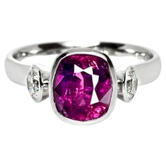 GIA 18K 2.64 Ct Kashmir Unheated Pink Sapphire Art Deco Design Engagement Ring