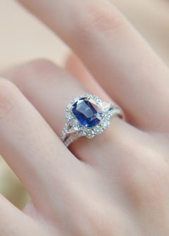 Anello di fidanzamento con zaffiro viola vivido dello Sri Lanka da 3,05 carati, non trattato termicamente, 18 carati, certificato GIA