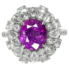 GIA 18K 3.06 Ct Kashmir Unheated Purple Sapphire Art Deco Design Engagement Ring