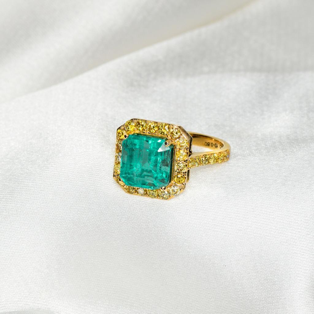 GIA 3.45 Ct 18K White Gold Natural No Oiled Emerald Engagement Ring For Sale 1