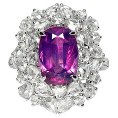 GIA 18K 4.00 Ct Kashmir Unheated Purple Sapphire Art Deco Design Engagement Ring