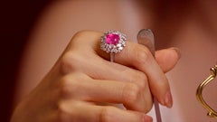 GIA 18K 4.02 Ct Dual-Used Velvety Pink Spinel&Diamond Engagement Ring&Necklace
