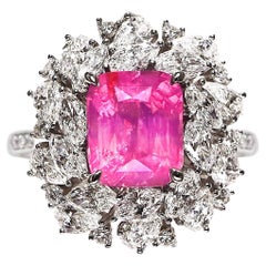 GIA 18K 4.02 Ct Dual-Used Velvety Pink Spinel&Diamond Engagement Ring&Necklace