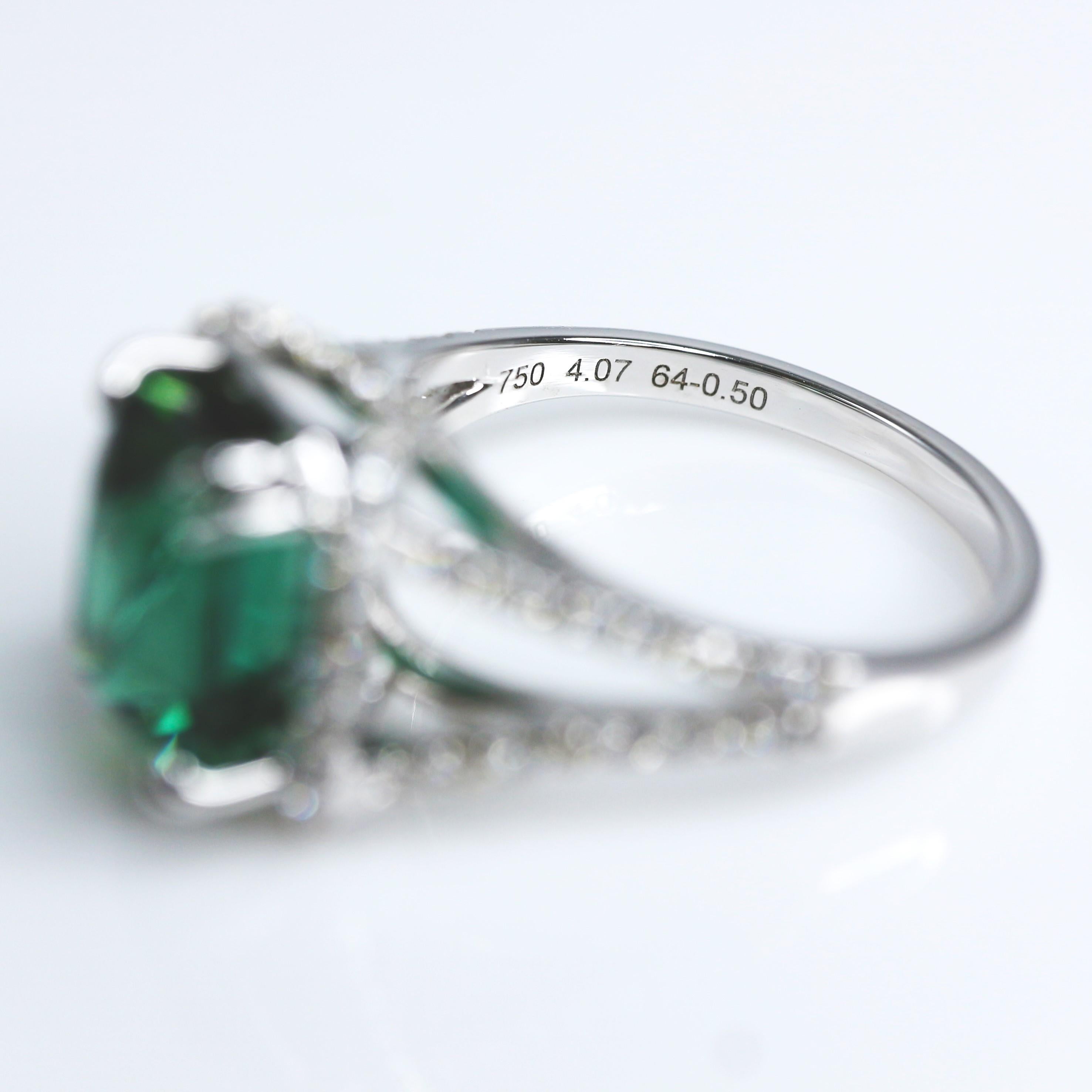 GIA 4.07 Ct  18K White Gold Natural Indicolite Tourmaline Engagement Ring For Sale 1