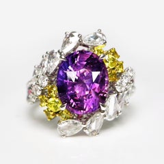 GIA 18K 4,20ct Sri Lanka non riscaldato Colore cambiato Zaffiro e diamante Anello di fidanzamento