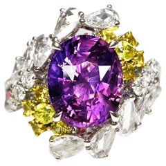 GIA 18K 4,20ct Sri Lanka non riscaldato Colore cambiato Zaffiro e diamante Anello di fidanzamento