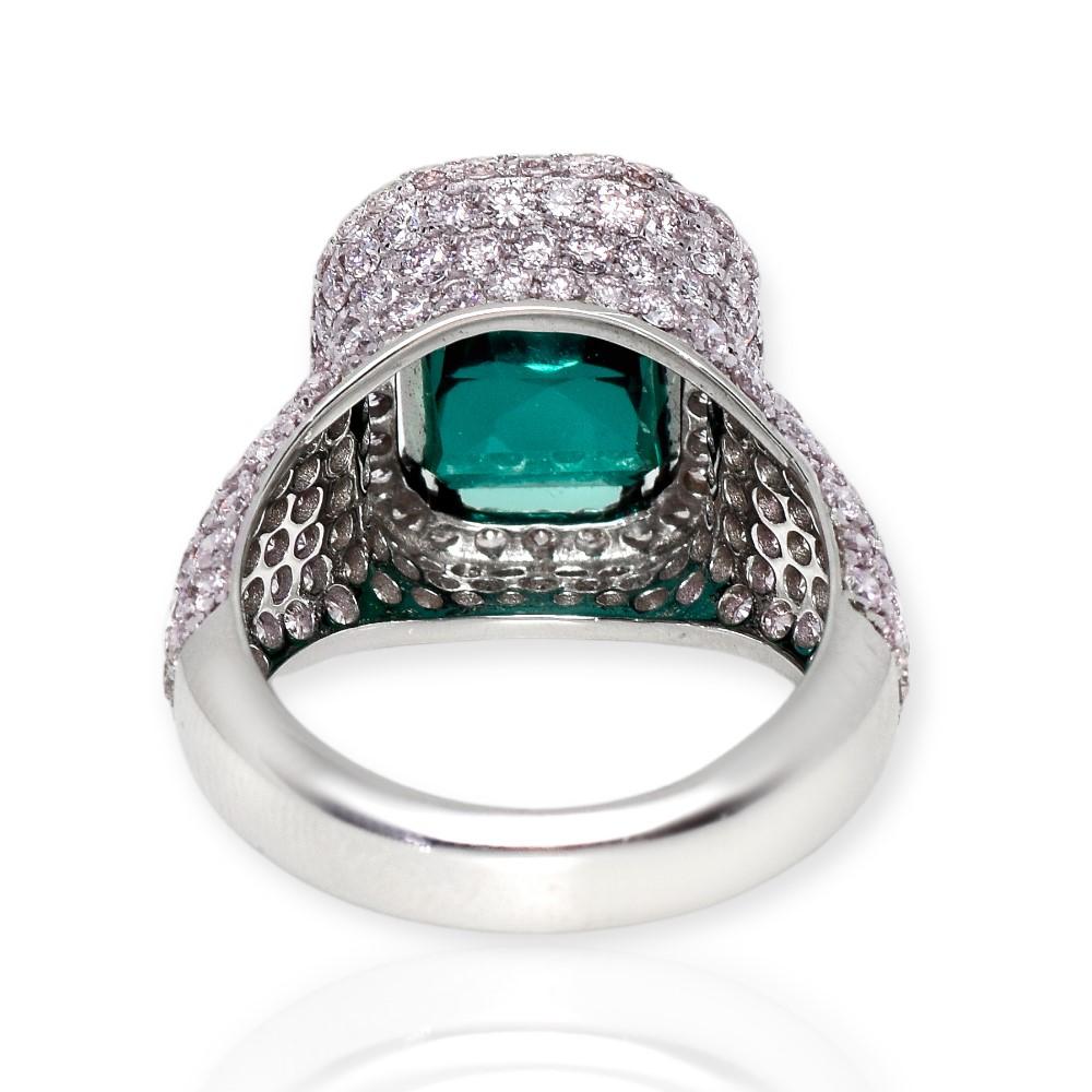 GIA 18K 6,26 Ct Indicolite Turmalin und 2,88 Ct Pink Diamanten Verlobungsring im Angebot 1