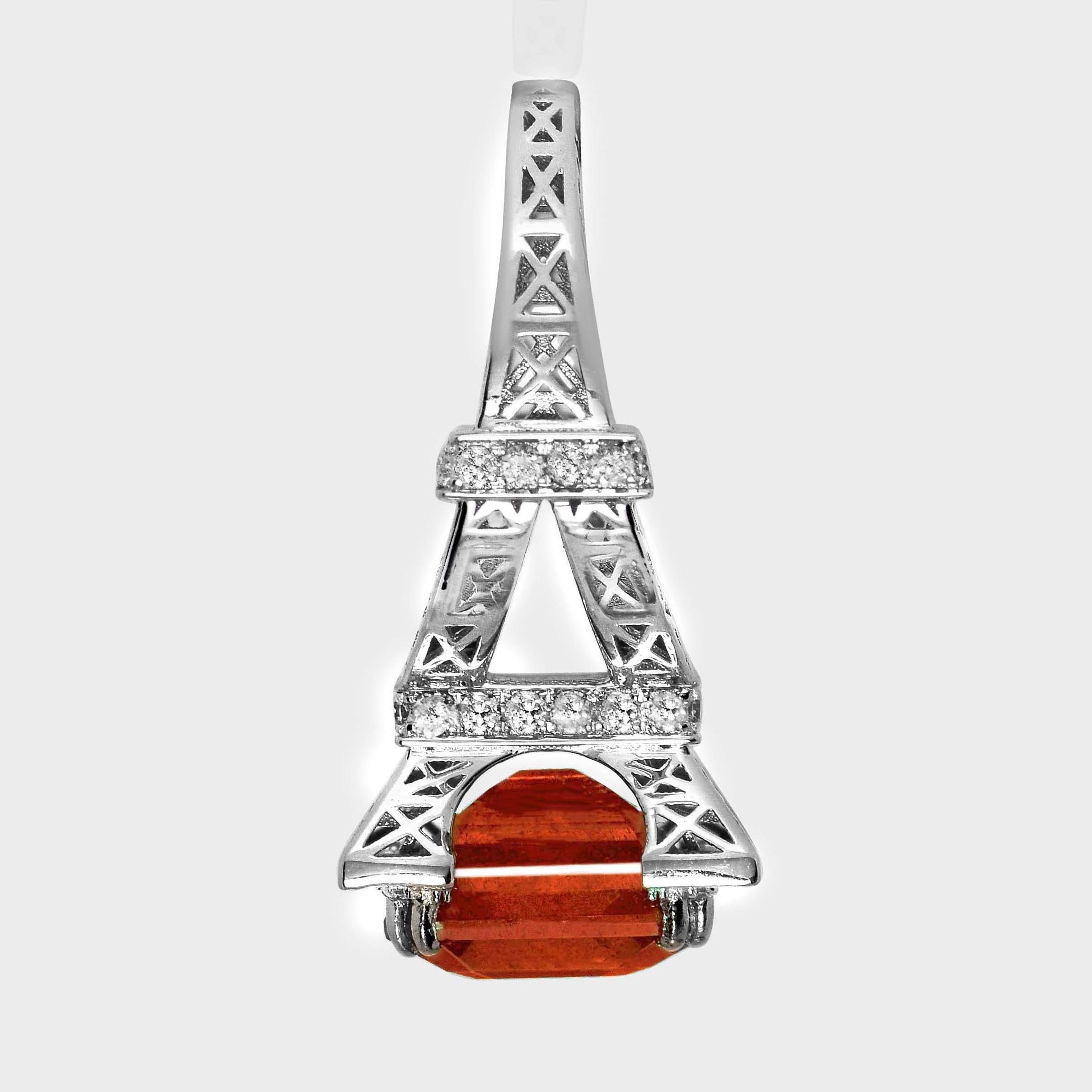*GIA 18K 7.02 Ct Natürlicher Fanta Granat&Diamanten Antiker Verlobungsring*

Ein GIA-zertifizierter natürlicher Fanta-Granat mit einem Gewicht von 7,02 ct, eingefasst in ein Eiffelturm-Designband aus 18 Karat Weißgold mit natürlichen F-G,