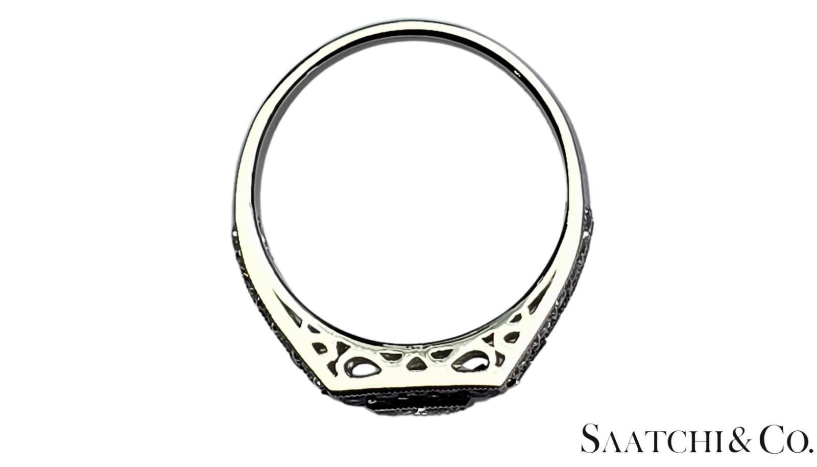 GIA Bague en or blanc 18K 750 diamants naturels et 1,75 ct saphir naturel Unisexe en vente