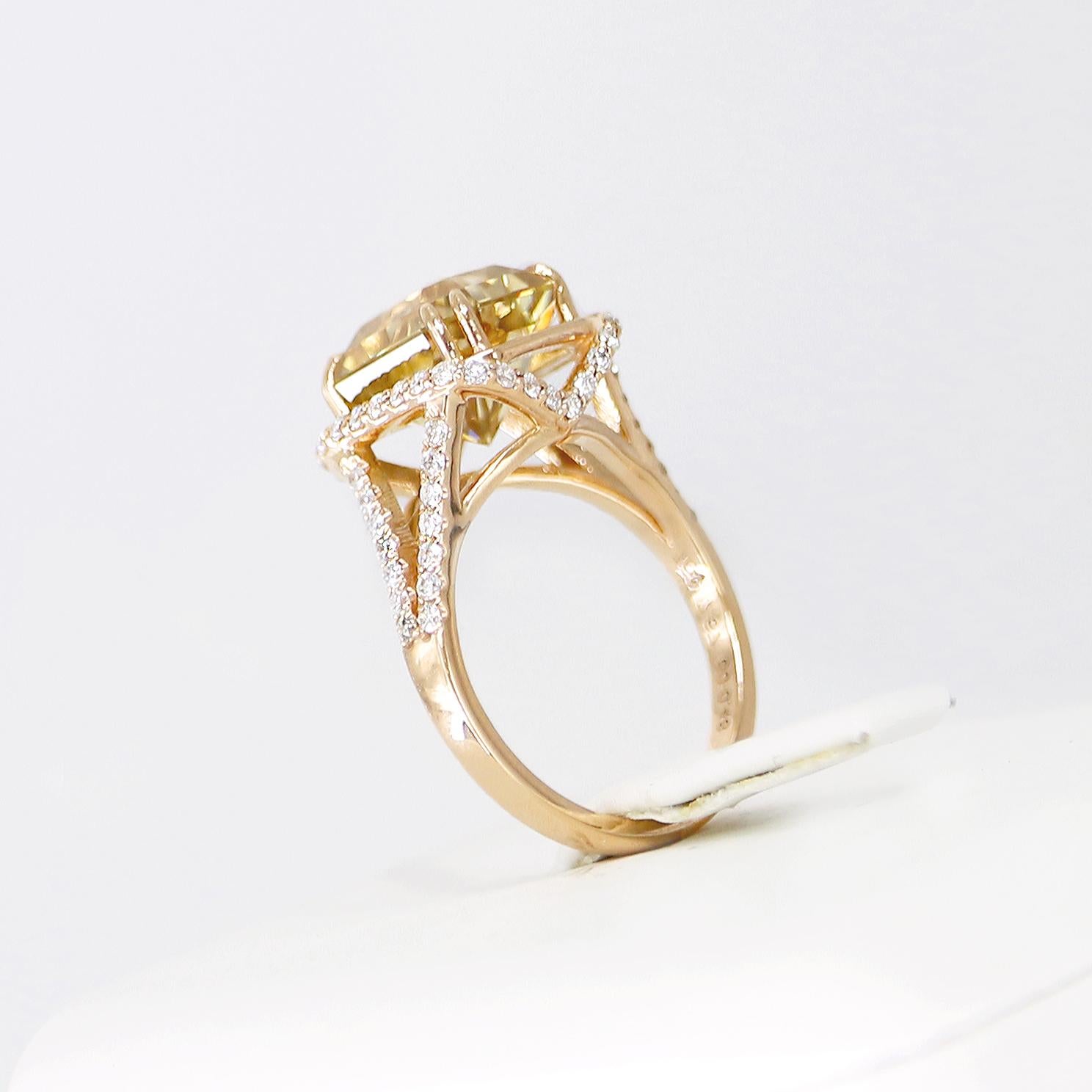 *Sale*GIA 18k 7.67 Ct Vivid Yellow Zircon Antique Art Deco Style Engagement Ring en vente 1
