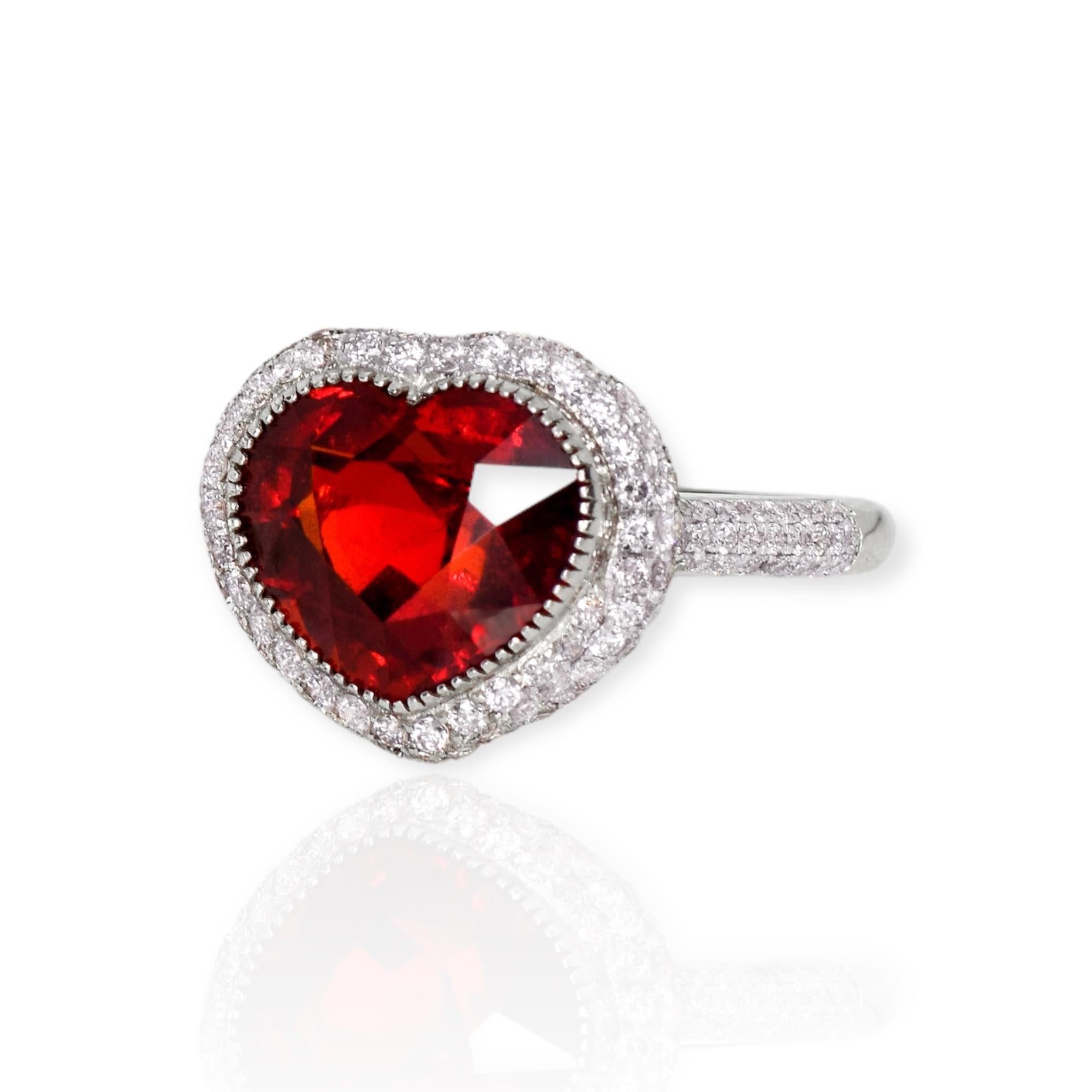 Contemporary GIA 18K 9.78 Ct Garnet&Pink Diamonds Antique Art Deco Style Engagement Ring