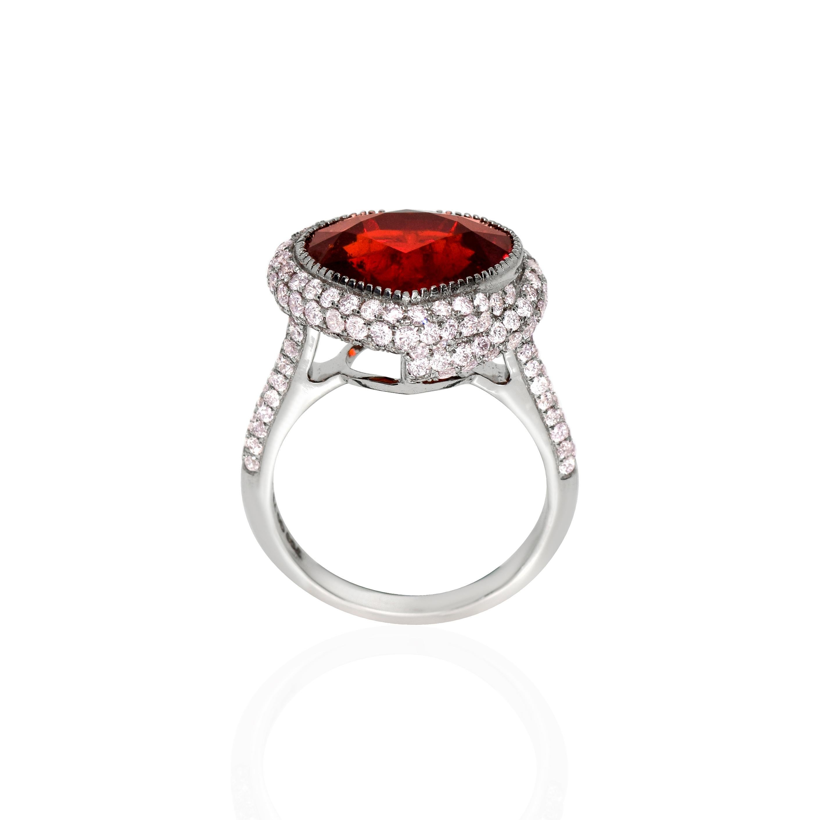 Heart Cut GIA 18K 9.78 Ct Garnet&Pink Diamonds Antique Art Deco Style Engagement Ring
