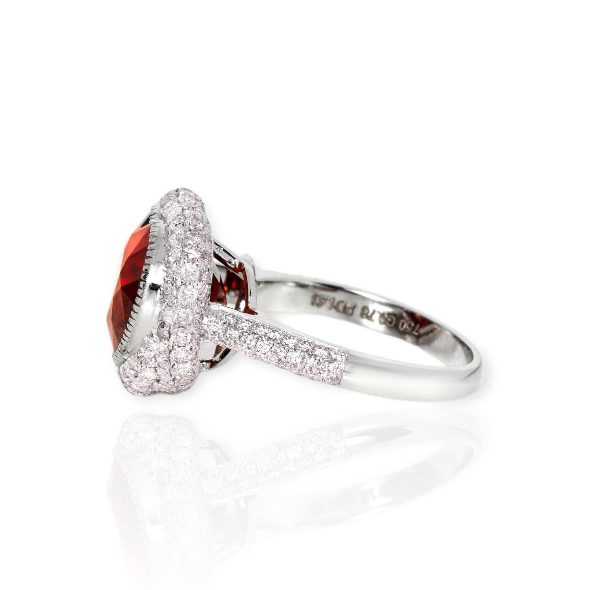 GIA 18K 9.78 Ct Garnet&Pink Diamonds Antique Art Deco Style Engagement Ring In New Condition In Kaohsiung City, TW