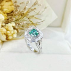 GIA Certified 1.22 Carat Green Diamond Ring/Pendant with Tapered Baguette Stones