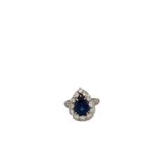 GIA 18K Graff Designer Pear Sapphire & Diamond Ring