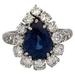 GIA 18K Graff Designer Pear Sapphire & Diamond Ring