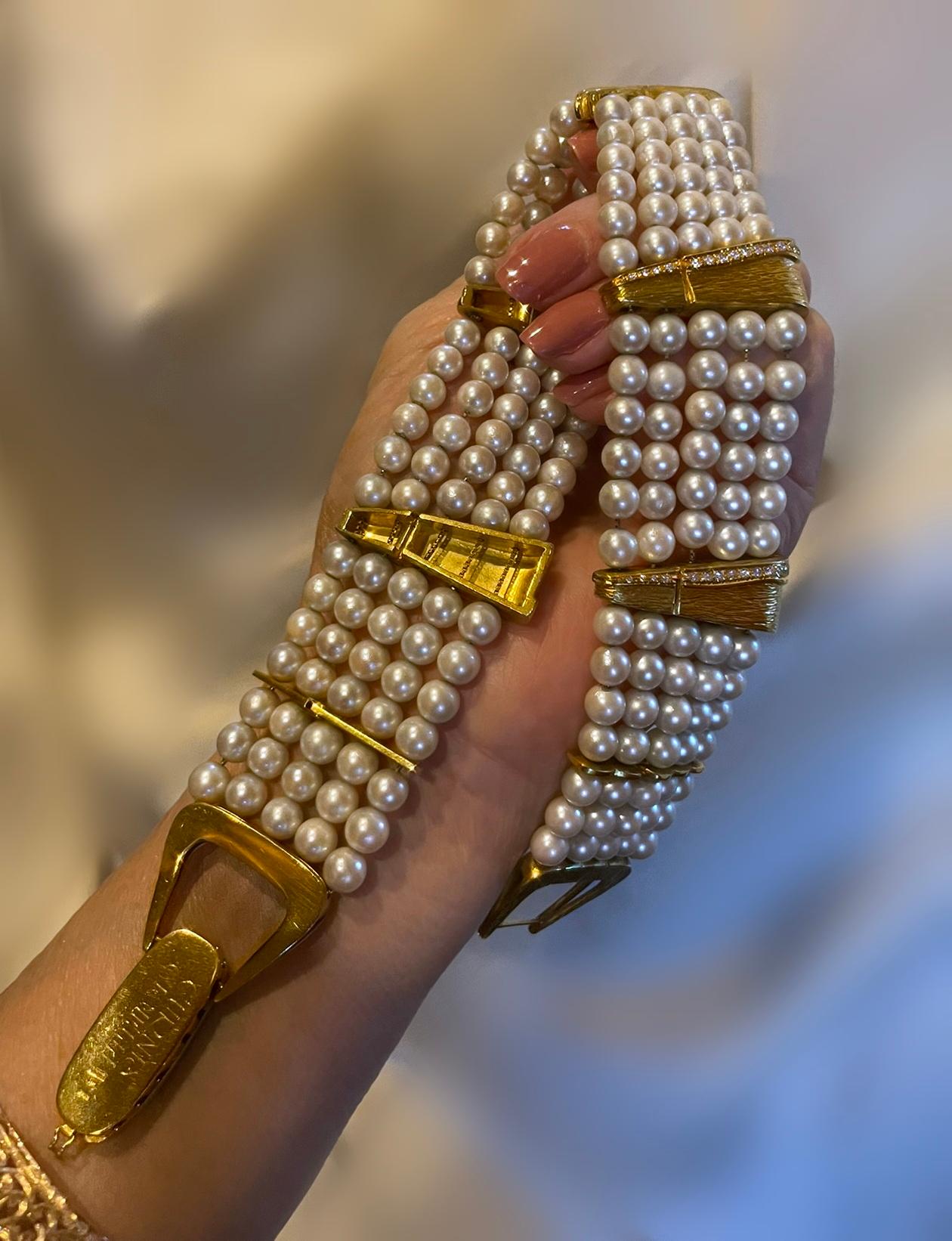 GIA 18K Perle Diamant Vintage Halskette VVS Riesige Salzwasser Halsband Curnis Gioielli im Angebot 5