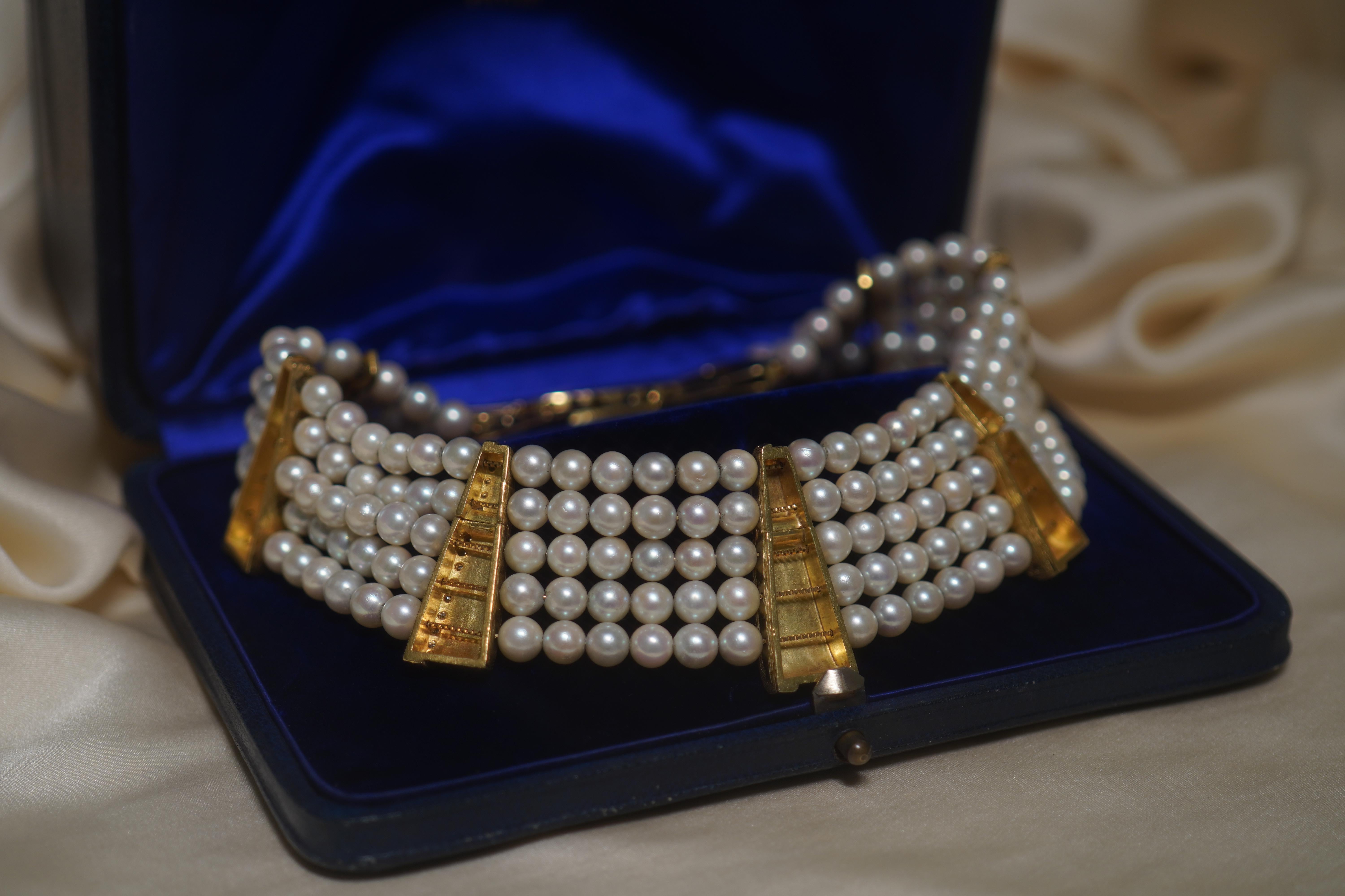 GIA 18K Perle Diamant Vintage Halskette VVS Riesige Salzwasser Halsband Curnis Gioielli im Angebot 2