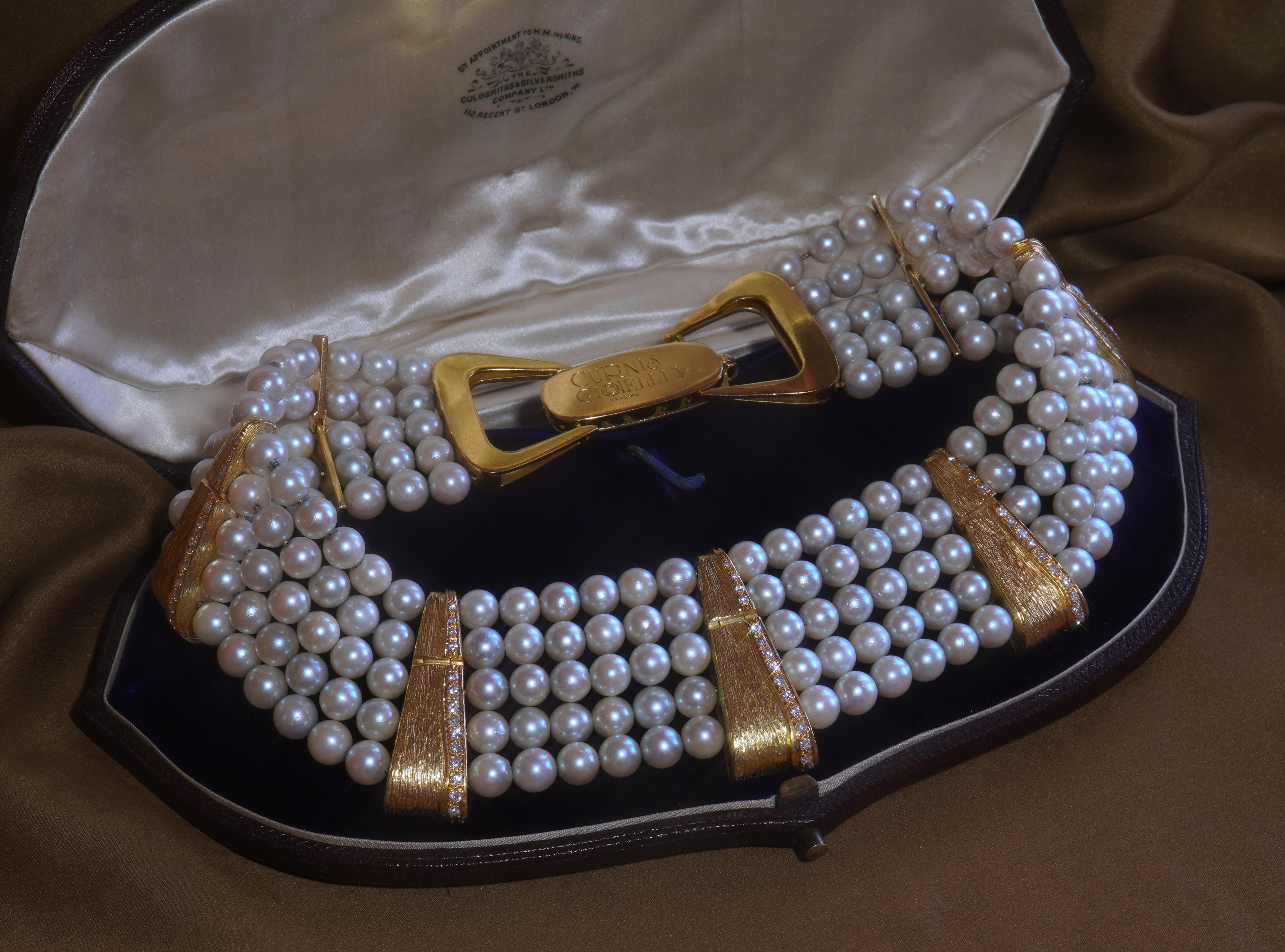 GIA 18K Perle Diamant Vintage Halskette VVS Riesige Salzwasser Halsband Curnis Gioielli im Angebot 4