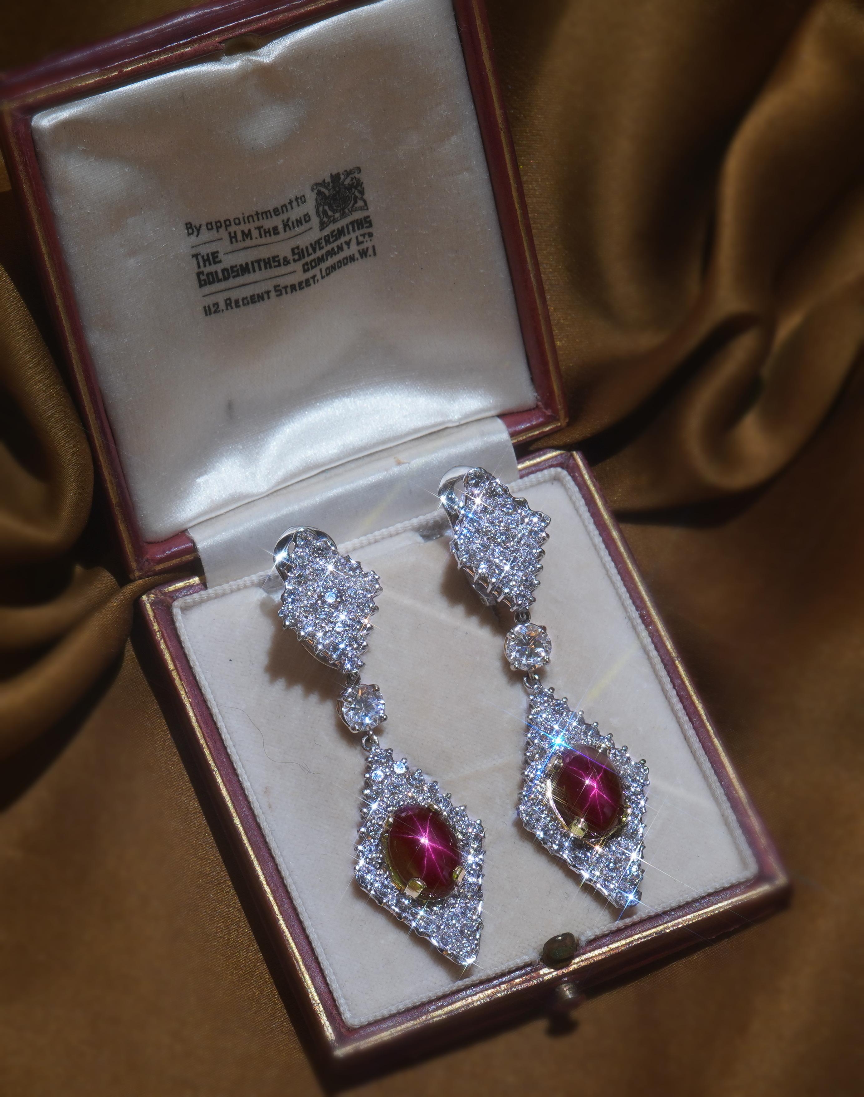 Oval Cut GIA 18K Ruby No Heat Diamond Earrings Star Natural Vintage VVS Huge 19.94 Carats