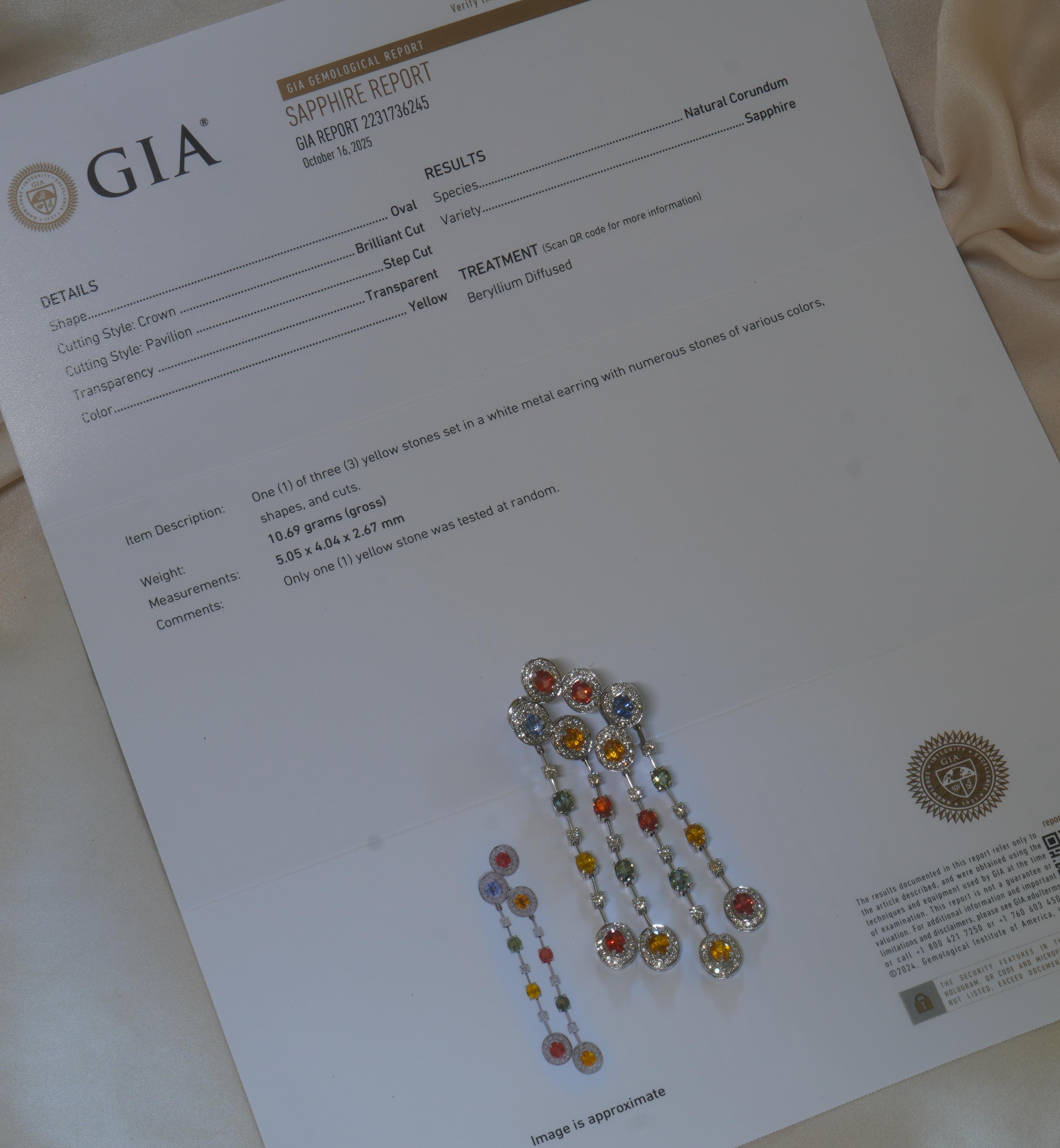 GIA 18K Saphir Diamant Ohrringe Vintage zertifiziert natürliche baumeln 8,58 Karat (Ovalschliff) im Angebot