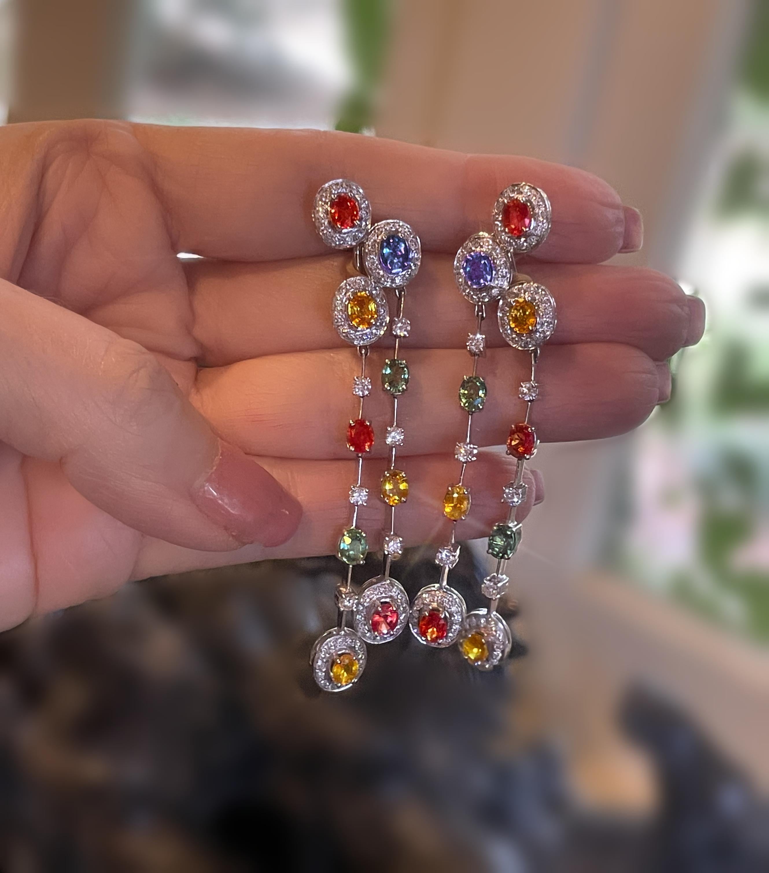 GIA 18K Saphir Diamant Ohrringe Vintage zertifiziert natürliche baumeln 8,58 Karat Damen im Angebot