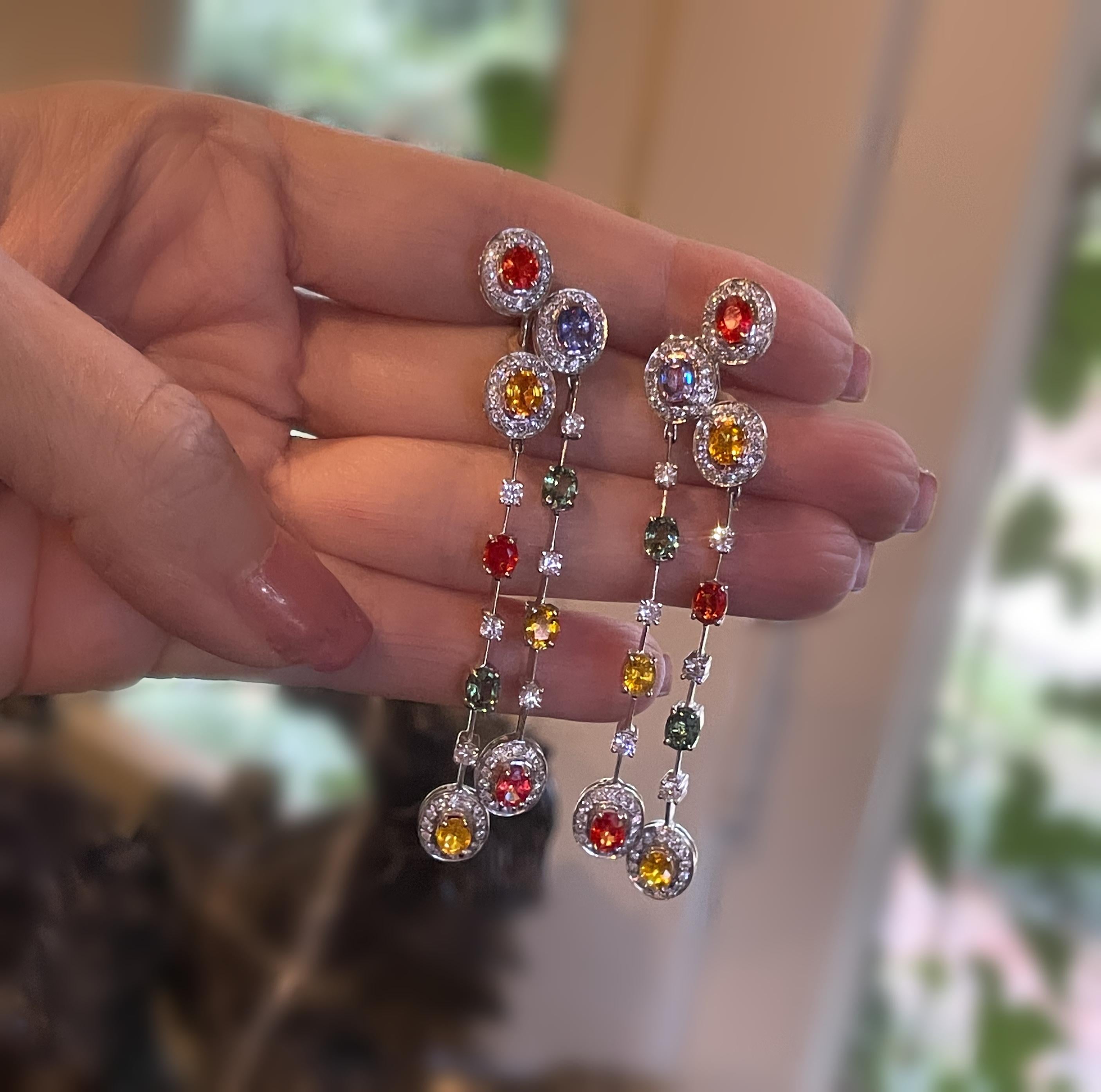 GIA 18K Saphir Diamant Ohrringe Vintage zertifiziert natürliche baumeln 8,58 Karat im Angebot 3