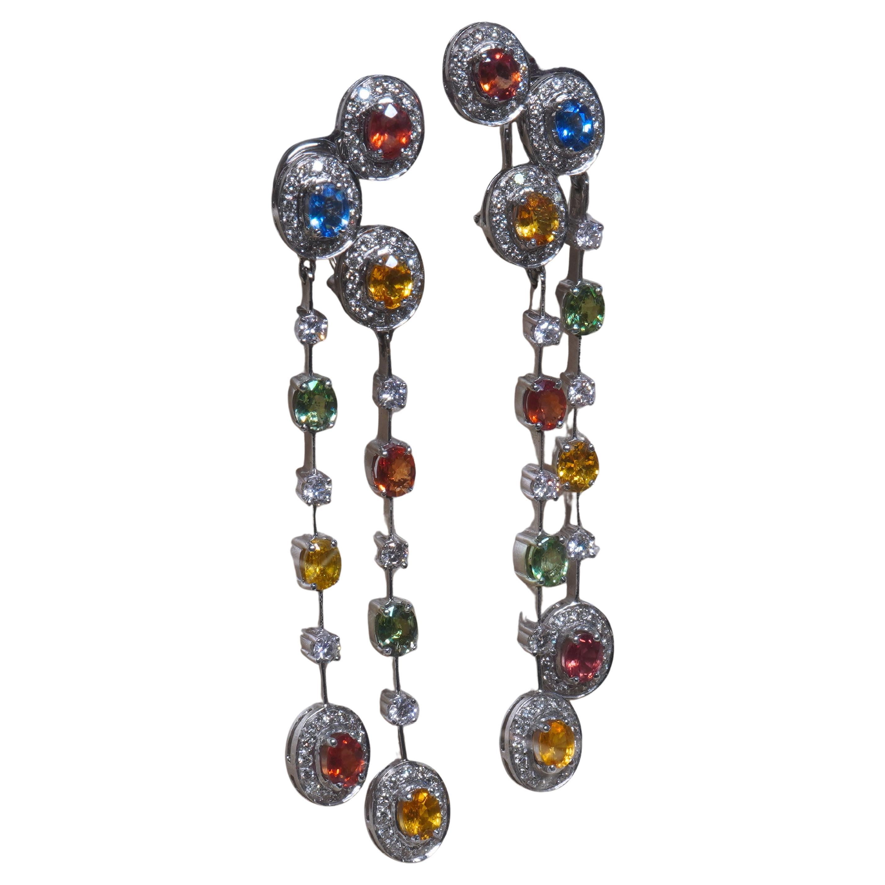 GIA 18K Saphir Diamant Ohrringe Vintage zertifiziert natürliche baumeln 8,58 Karat im Angebot