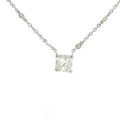 GIA 18k Squared Diamond with Diamond by the Yard Chain Necklace