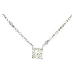GIA 18k Squared Diamond with Diamond by the Yard Chain Necklace