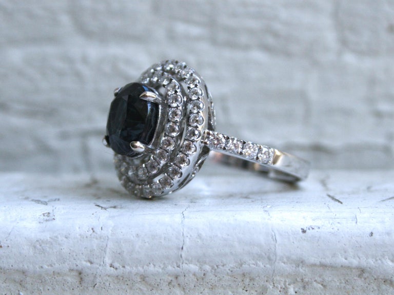 GIA 18 Karat Gold Color Change Diamond Double Halo Ring