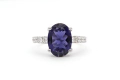 GIA 18k White Gold Iolite Diamond Cocktail Ring 6.31ct 0.75ct
