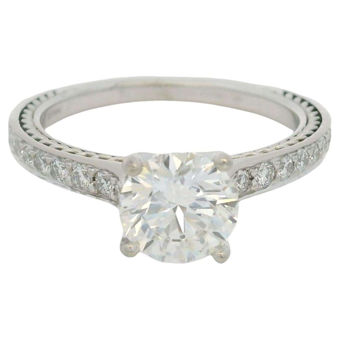 GIA 18K Weißgold Natürlicher 1,27 Karat Runder Brillant Diamant Verlobungsring