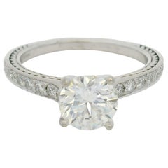 GIA 18K Weißgold Natürlicher 1,27 Karat Runder Brillant Diamant Verlobungsring