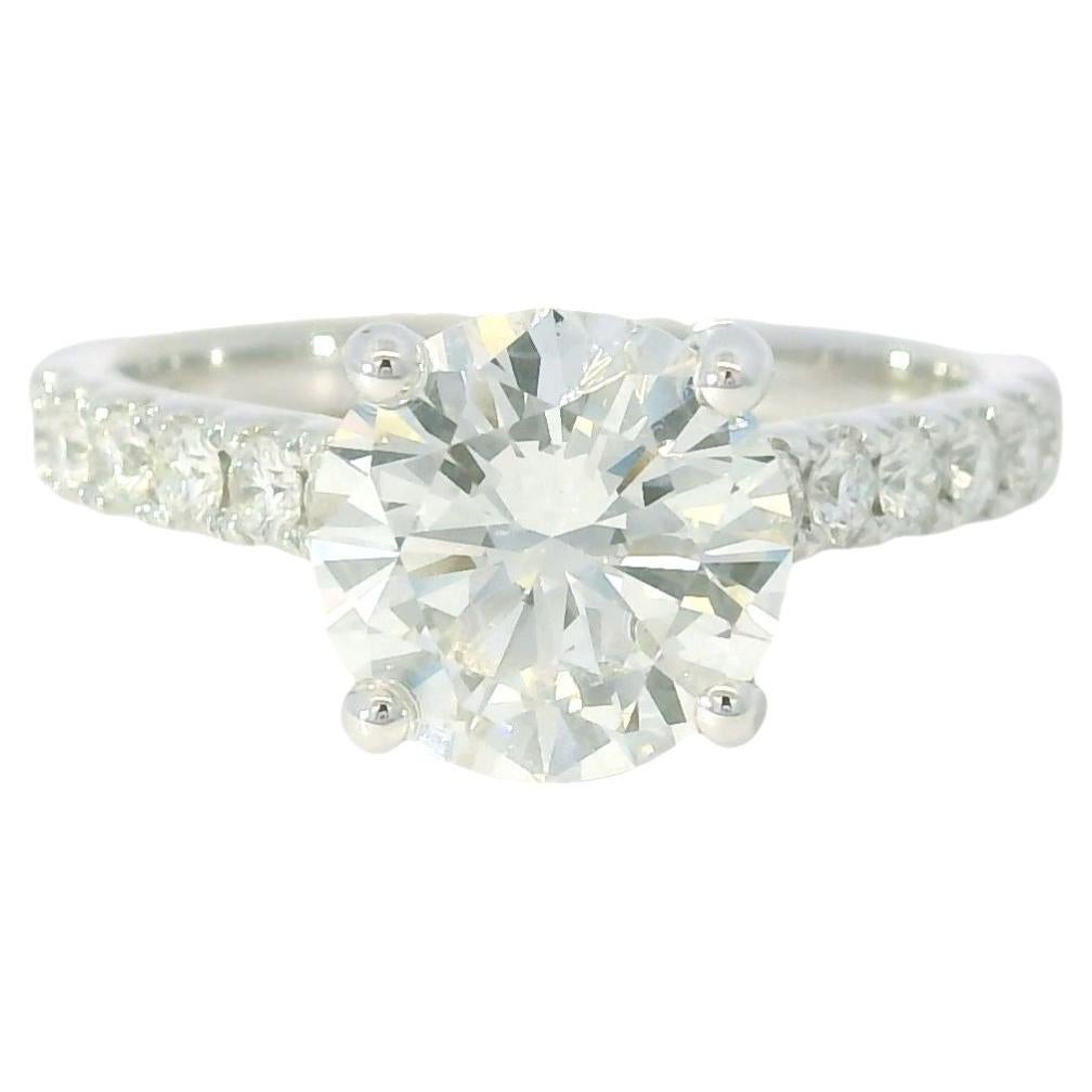 GIA 18k White Gold Natural 2.11 Carat Round Brilliant Diamond Engagement Ring