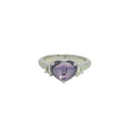 GIA 18K White Gold Natural Heart Pinkish Purple Sapphire Double Cabochon Ring