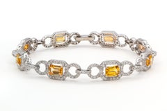 GIA 18k Weißgold Orange Gelb Saphir Diamant-Armband 5.00ctw Saphir 6.26
