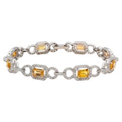 GIA 18k Weißgold Orange Gelb Saphir Diamant-Armband 5.00ctw Saphir 6.26