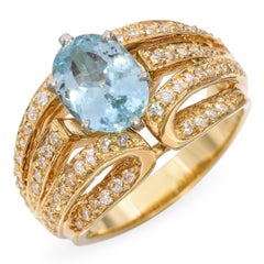GIA 18k Yellow Gold 2.66ct Paraiba Tourmaline & 1.00tcw Diamond Band Ring