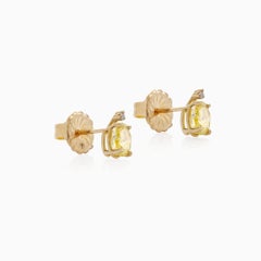 GIA 18K Yellow Gold Earrings with 1.03 Carat Yellow and White Diamonds