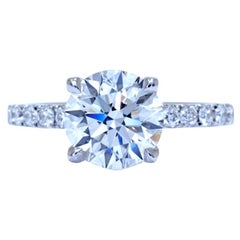 GIA 2 Carat Certified Triple Excellent Diamond Round Brilliant Cut Ring