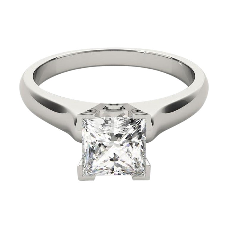 GIA 1.90 Carat Princess Solitaire Modern 4-Prong  Bague en diamant en vente