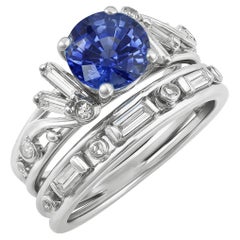 GIA 1.90 cts Natural Blue Sapphire 
0.42 cts Diamonds Platinum Ring